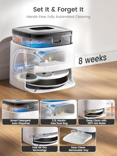 Lefant Robot Vacuum, M3 Robot Vacuum and Mop, 15000Pa Suction, Anti-Tangle Brushes, Dual Spinning Mop, Auto Mop Washing, Cool Drying, Self-Emptying, Self-Cleaning, All-in-One Dock, for Pet Hair Dust 3