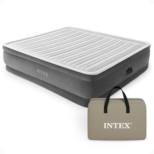 Intex 18" Inflatable King Air Mattress, Elevated Premium Comfort with Built-in Pump, Self-Inflating Portable Blow-Up Airbed for Guest Bed or Camping