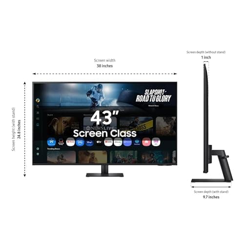 Samsung 43” Smart Monitor M7 (M70F) 4K UHD Display, Samsung Vision AI, Smart TV Apps, Gaming Hub, USB-C, HDMI and USB-A, Black, LS43FM702UNXZA, 2025 4