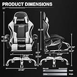 GTPLAYER Gaming Chair, Computer Chair with Footrest and Lumbar Support, Height Adjustable Game Chair with 360°-Swivel Seat and Headrest and for Office or Gaming (Snow White) 2