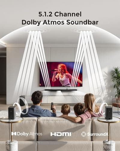 ULTIMEA 5.1.2ch Sound Bar with Dolby Atmos, Surround Sound System for TV with 2 Surround Speakers, Sound Bar for Smart TV, Soundbar for Home Theater, BT 5.4, HDMI eARC, Skywave F40 (New, 2025 Model) 2