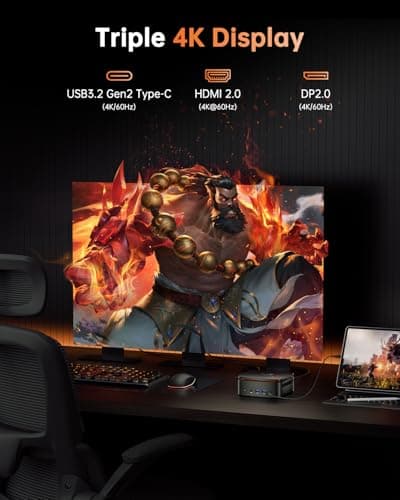 KAMRUI Hyper H1 Mini Gaming PC,AMD Ryzen 7 6800H(Beat 6800U),32GB DDR5 4800MHz 1TB M.2 NVMe PCIe3.0x4 SSD Mini PC(8C/16T,up to 4.7GHz),16MB L3 Smart Cache,Triple 4K Display/WiFi6/BT5.2/Mini Computers 3