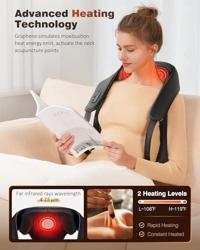 Neck and Shoulder Massager with Heat, Cordless Back and Neck Massager, Upgraded Graphene Heating, 4D Shiatsu Deep Kneading Massage for Shoulder, Back,Leg,Pain Relief, Portable Gifts for Dad Mom Friend 3