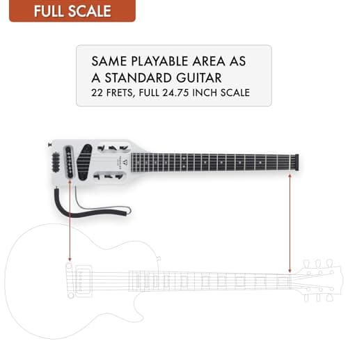 Traveler Guitar Ultra-Light Electric Guitar Satin White | Portable Electric with Removable Lap Rest | Full 24 3/4" Scale Headless Guitar | Custom Gig Bag Included 4