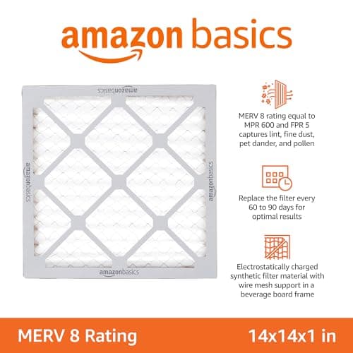 Amazon Basics 14x14x1 Air Filter 6 Pack, MERV 8 AC Furnace Filters (Actual Size: 13.75" x 13.75" x 0.75") 2