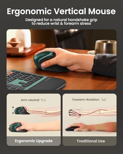 ProtoArc Ergonomic Mouse, EM11 NL Wireless Vertical Mouse, Ergo Mouse with Multi-Device, USB-C Rechargeable Mice for Windows, Mac OS, PC/Notebook/Laptop,Green 4