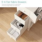 Lufeiya White L Shaped Computer Desk with Drawers & Storage Shelves, 47 Inch Corner Reversible Desk with Power Outlet for Home Office Bedroom, L-Shaped Teen PC Desks with Fabric Drawer, White 4