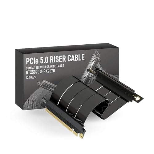 LINKUP PCIE 5.0 Riser Cable | for Vertical GPU Mount | Right Angle | Graphics Card GPU Ready | Usable with PCIe 4.0 & RX 9070/ RTX5090 | 20cm (Total Length: 24cm)