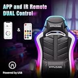 GTPLAYER Gaming Chair, Computer Chair with RGB LED Lights, High Back Ergonomic Chair for Adults with Footrest and Linkage Armrests& Headrest Lumbar Support (with Bluetooth Speakers) 4