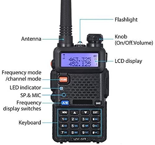 Baofeng UV-5R Two Way Radio Dual Band 144-148/420-450Mhz Walkie Talkie 1800mAh Li-ion Battery(Black) 2