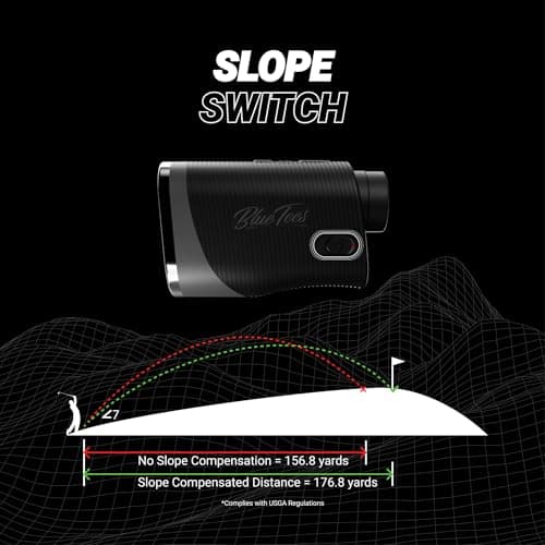 Blue Tees Golf Series 3 Max+ Golf Rangefinder with Slope Switch, 1000 Yards Range Finder, 6X Magnification Laser Rangefinder, Slope Measurement, Magnetic Strip, Flag Pole Locking with Pulse Vibration 5