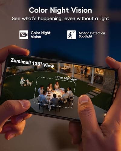 ZUMIMALL Security Cameras Wireless Outdoor with Magnetic Mount, 2K Outdoor Camera Wireless, 2.4G WiFi Battery Cameras for Home Security Indoor,3MP Color Night Vision/130° View/2-Way Talk/SD/Alexa 3