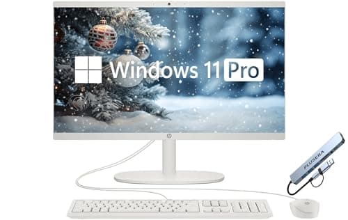 HP 21.5" FHD All-in-One Desktop Computer, Dual-Core Intel Celeron, Windows 11 Pro, Snow White (Renewed) (Snow White, 8GB RAM | 512GB SSD)