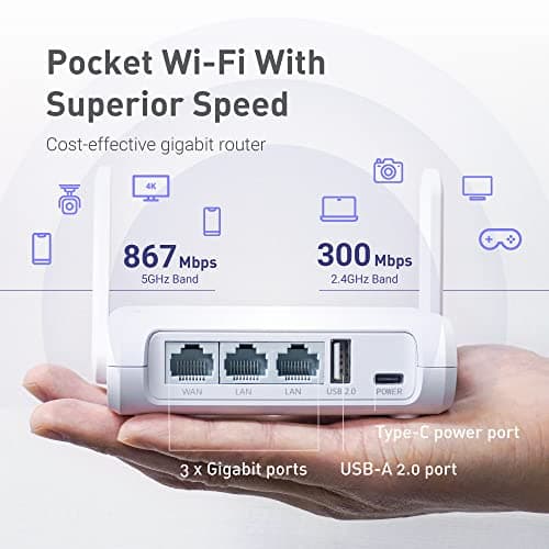 GL.iNet GL-SFT1200 (Opal) Portable WiFi Travel Router, Mini VPN Wireless Router for Fiber Optic Modem, Mobile Internet WiFi Repeater, Dual Band Openwrt Computer Routers, Home/Business/RV/Cruise 4