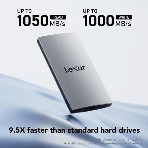 Lexar 2TB ES3 External SSD, Up to 1050MB/s Read, Storage Expansion, Compatible w/USB-C Smartphones, iPhone 15/16, PC, Mac, Tablets, Sleek & Sturdy Design, Silver (LES3XXX002T-RNSAU) 2