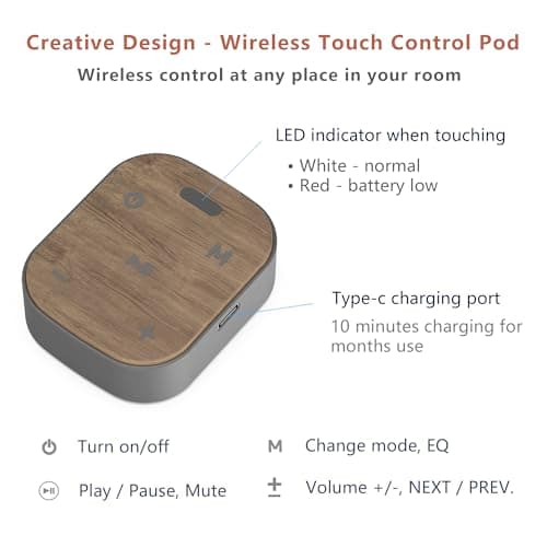 KEiiD Bluetooth Computer Speakers with Wireless Touch Control Pod for PC Laptop/Desktop Wireless Stereo Gaming Speakers, 4 EQ Modes, Aesthetic Style, 2024 New Model 2