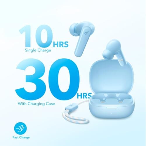 Soundcore by Anker P20i True Wireless Earbuds, 10mm Drivers with Big Bass, Bluetooth 5.3, 30H Long Playtime, Water-Resistant, 2 Mics for AI Clear Calls, 22 Preset EQs, Customization (Light Blue) 2