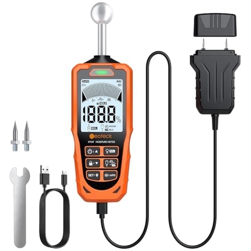 Neoteck 2-in-1 Dual Probe Moisture Meter 40mm Spherical Moisture Reader & ±2.5% Accuracy Pin Moisture Meter with LCD Display and Audio Alarm for Wood Wall Concrete Drywall Firewood Lumber
