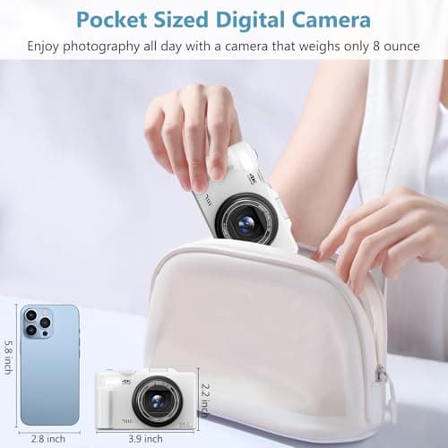 4K Digital Camera for Photography, 64MP Vlogging Camera for YouTube with 3" 180° Flip Screen, 18X Digital Zoom Point and Shoot Camara with 32GB Micro SD Card for Beginner (White) 5