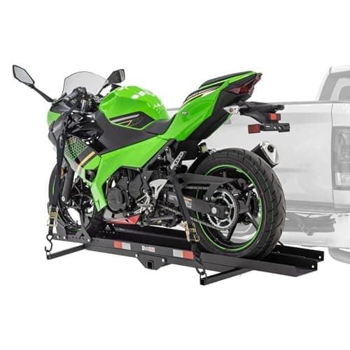 Black Widow Steel Motorcycle Carrier with Ramp for 2-Inch Receiver, 600 lb Capacity - Hitch-Mounted Dirt Bike and Scooter Hauler with Grit-Coated Track and Anti-Rattle Device for SUVs and Trucks 5
