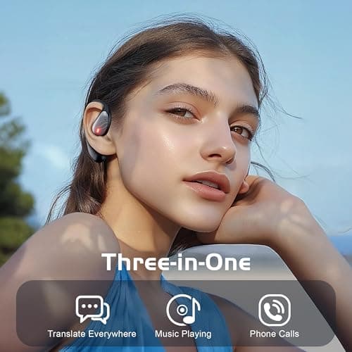 IAMJOY Language Translation Earbuds, 163 Two Way AI Translator Earbuds Language Translator OWS Earbuds Real Time 3-in-1 Online Translator Device with APP Fit iOS ＆ Android for Travel Business Learning 3