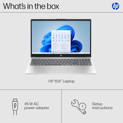 HP 15.6 inch Laptop, HD Touchscreen Display, AMD Ryzen 5 7520U, 8 GB RAM, 512 GB SSD, AMD Radeon Graphics, Windows 11 Home, Natural Silver, 15-fc0499nr 5