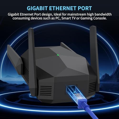 2025 AX3000 WiFi 6 Range Extender, WiFi Extender Signal Booster with Gigabit Ethernet Port, Dual Band (2.4G&5.8G) WiFi Repeater Cover up to 13888sp.ft, Faster Speed and Wider Cover(Black) 5