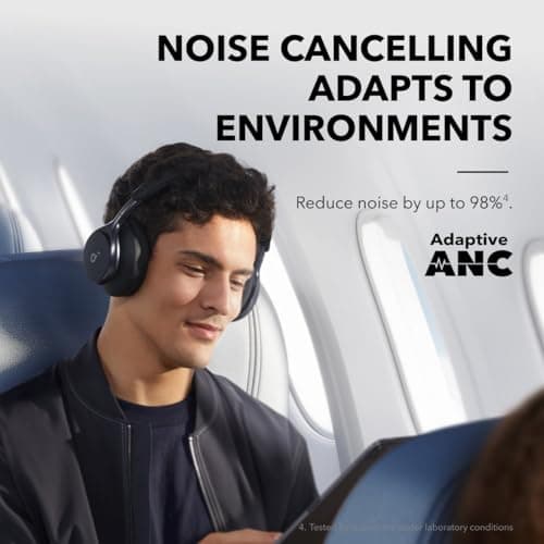 Soundcore by Anker, Space One, Active Noise Cancelling Headphones, 2X Stronger Voice Reduction, 40H ANC Playtime, App Control, LDAC Hi-Res Wireless Audio, Comfortable Fit, Clear Calls, Bluetooth 5.3 3
