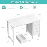 Lufeiya Small White Desk with Drawers for Bedroom, 40 Inch Kids Girls Study Desks, Reversible Computer Writing Nail Table with Fabric Drawer for Small Spaces Home Office Manicure 3