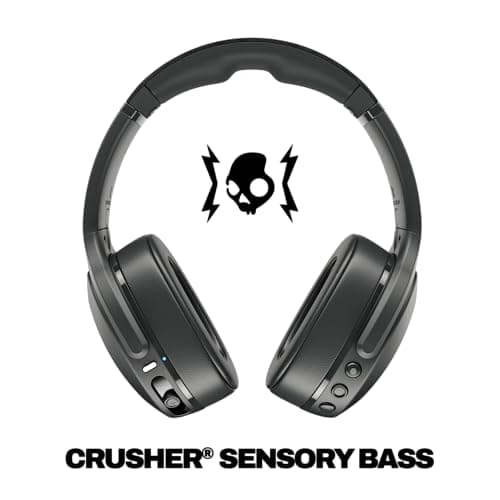 Skullcandy Crusher Evo Wireless Bluetooth Headphones with Extra USB-C Charging Cable, Multi-Sensory Bass, Noise Isolating Over-Ear Fit, 40 Hours Battery, Microphone for iPhone Android - True Black 2