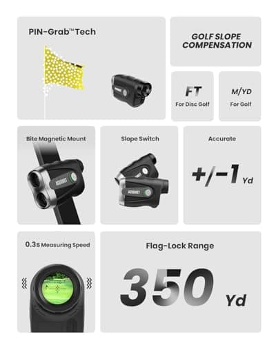 ACEGMET PF2C Golf Rangefinder with Slope, 0.3s Flag Pole Locking Vibration, ±1yd Accuracy, 870 Yards Rechargeable Laser Range Finder Golf with Magnetic, Golf Accessories for Men 2