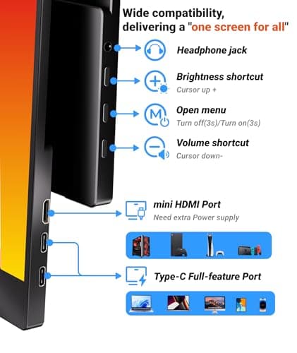 Ingnok Portable Monitor, Ultra Slim 15.6 Inch FHD IPS Laptop Screen Extender with Adjustable Stand, USB C Compatible, Ideal for Travel and Office 3