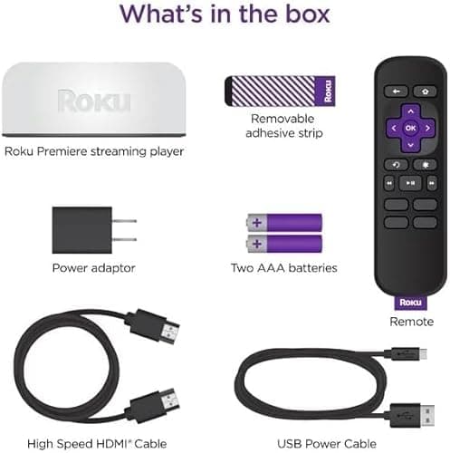 Roku 3920RW-SW Premiere - 4K/HDR Streaming Media Player, Enabled with Premium High Speed HDMI Cable & Simple Remote, Wi-Fi, with HDMI Cable and USB Extension Cord 4