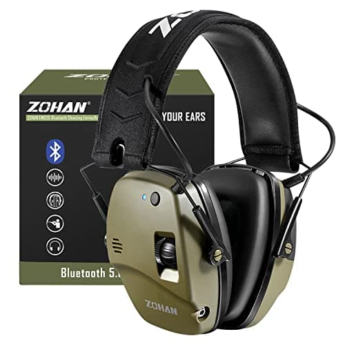 ZOHAN 035 Bluetooth 5.4 Shooting Ear Protection Earmuffs with Active Noise Canceling & Sound Amplification, NRR 22dB for Shooting Range & Hunting (Green)