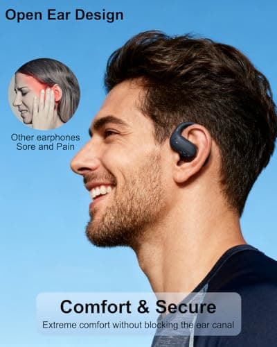 munash Open Ear Headphones, Bluetooth Headphones V5.4 Wireless Sport Earbuds with Charging Case, IP54 Waterproof 50H Playtime Lightweight Design Fit for Cycling, Running, Walking, Workout 2