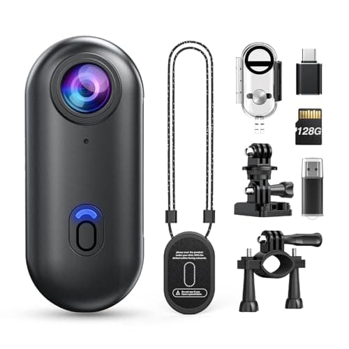 Losfom Z10 4K Action Camera, 128GB Wearable Sports Camera with Waterproof Case, Magnetic Clip, and Quick-Mount Accessories, Small Body Cam for Cycling, Diving, Travel (No WiFi No Bluetooth