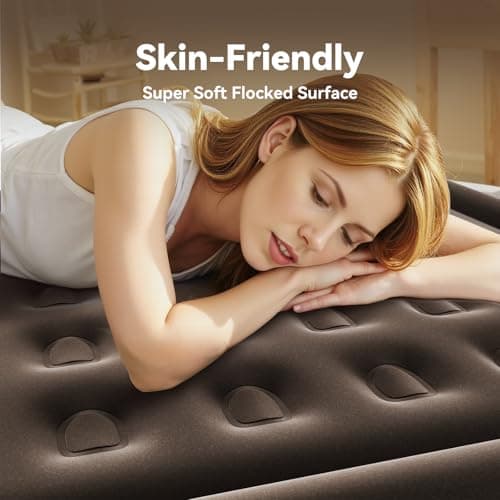 DIVON Queen Air Mattress with Built in Pump Raised, 2 Min Self Inflatable Mattress, 18’’ Blow up Mattress for Adults, 660 LBS Portable Air Bed for Guest, Camping, Travel & Floor, Brown 2