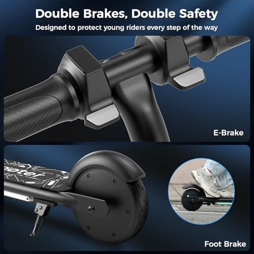 Electric Scooter for Kids, 150W Motor, Simple One-Button Control, 2 Safe Speeds (6/10 MPH), Colorful Lights, Magnetic Charging, Dual Brake System, Ideal Presents for Boys & Girls 5