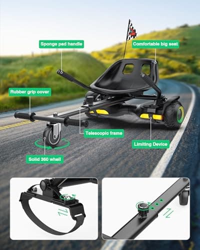 Gyroor Scooter with Adjustable Seat Attachment, 6.5" All-Terrain Self Balancing Scooter, 500W Motor, LED Lights & Bluetooth for Kids and Adults, Black 4