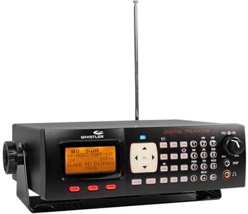 Whistler WS1065 Digital Trunking Desktop Scanner – Programmable Police/Fire Radio with Backlit Display, 1800 Memory Channels, and V-Scanner Technology – Black
