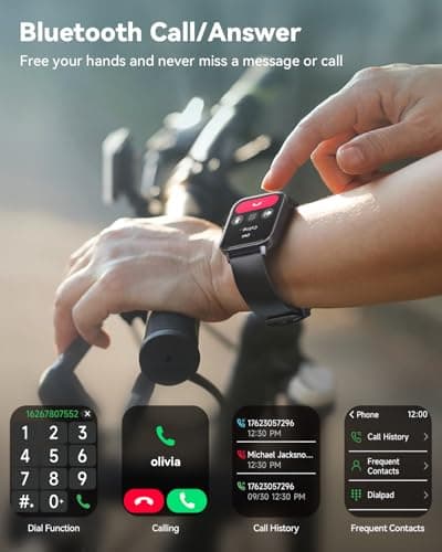 Smart Watches for Women/Men, Smart Watch for Android Phones and iPhone Compatible, Alexa Built-in, 1.8" Fitness Watches for Women, IP68 Waterproof /Bluetooth Call, Heart Rate/Sleep Monitor, Black 2