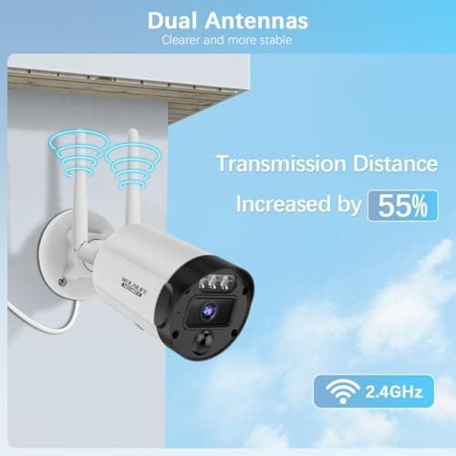 【90ft Super Night Vision】 5MP Outdoor Wireless Security Camera System, Wireless Cameras for Home Security, Home Video Security Cameras, WiFi Surveillance DVR Kits 5