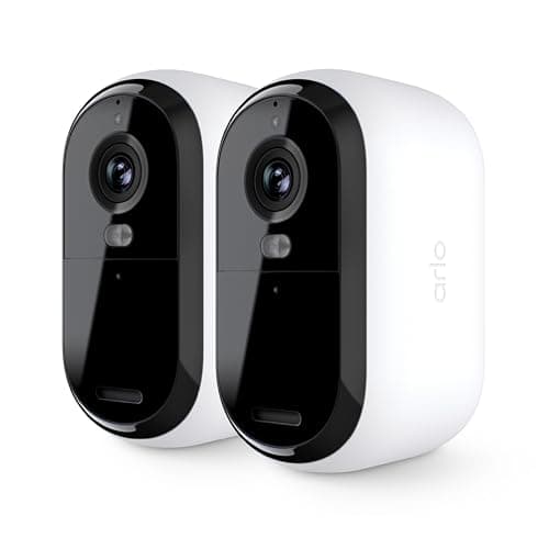 Arlo Essential Security Camera 2K | Outdoor-Indoor | 2nd Gen | Wireless with Spotlight, 2-Way Audio, Color Night Vision, Live Stream, Motion Activation, Real Time Notifications - White, 2 Camera
