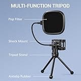 TONOR TC-777 Podcast Microphone, USB Computer Microphone, Cardioid Condenser PC Mic with Tripod Stand and Pop Filter for Podcasting, Streaming, Vocal Recording, Compatible with PC & Laptop, PS4/5 5