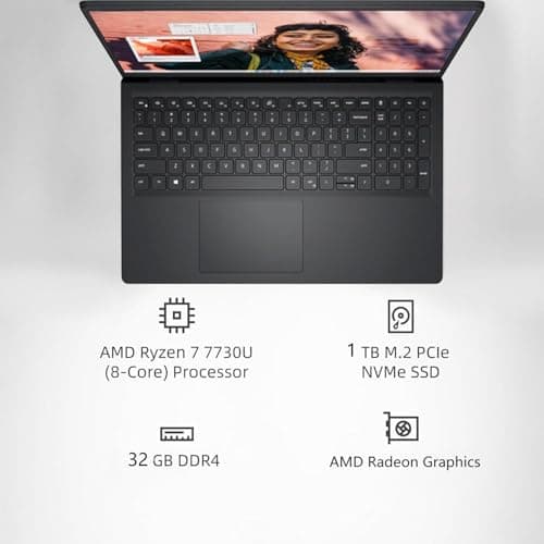 Dell Inspiron 15 3535 Laptop, 15.6" FHD Anti-Glare Touchscreen, AMD Ryzen 7 7730U(15 W, Up to 4.5 GHz), 32GB RAM, 1TB SSD, AMD Radeon Graphics, Thin and Light PC, Windows 11 Pro, REDRAGON Accessories 3