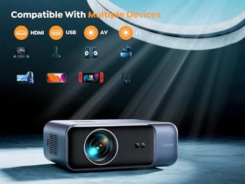 [Auto Focus/4K Support] Projector with WiFi 6 and Bluetooth 5.2, YABER Pro V9 Native 1080P Outdoor Movie Projector, Auto 6D Keystone & 50% Zoom, Home Theater Projector for Phone/TV Stick/PC 5