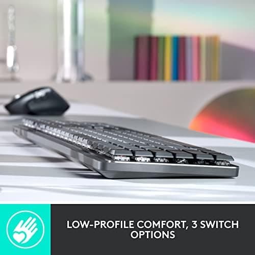 Logitech MX Mechanical Wireless Illuminated Performance Keyboard, Tactile Quiet Switches, Backlit Keys, Bluetooth, USB-C, macOS, Windows, Linux, iOS, Android, Metal, ‎Graphite 3