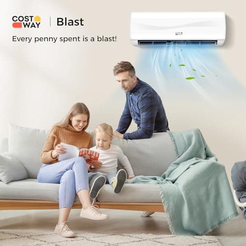COSTWAY 12000BTU Mini Split Air Conditioner& Heater, 20 SEER2 115V Wall-Mounted Ductless AC Unit Cools Rooms up to 750 Sq. Ft, Energy Efficient Inverter AC with Heat Pump (Blast Series) 3