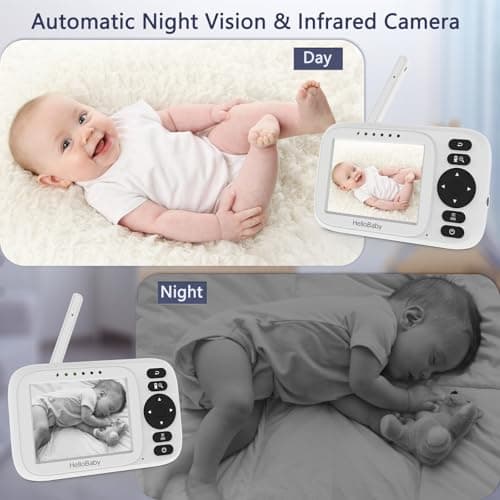 HelloBaby Baby Monitor No WiFi, 3.2'' IPS Screen, Auto Night Vision, Manual Baby Camera Adjustment, 1000ft/305m Range, ECO/VOX Audio Mode, Feeding Reminder, USB Charging Cable, HB2438 3