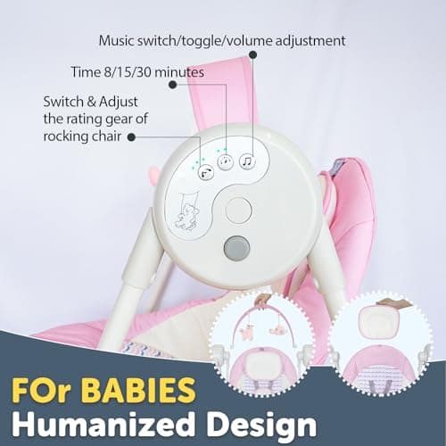 Baby Swing SpaceSaver Ultra-Compact Foldable Infant Swing (Fits in 5.3" Gaps!) 6 Speed Modes | Portable Newborn Swing for Travel/Car/Picnic (0-6M, 6-20lbs Pink) 5